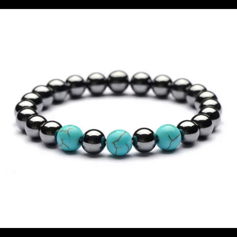 Hematite Turquoise 8mm Bracelet Grounding Balance